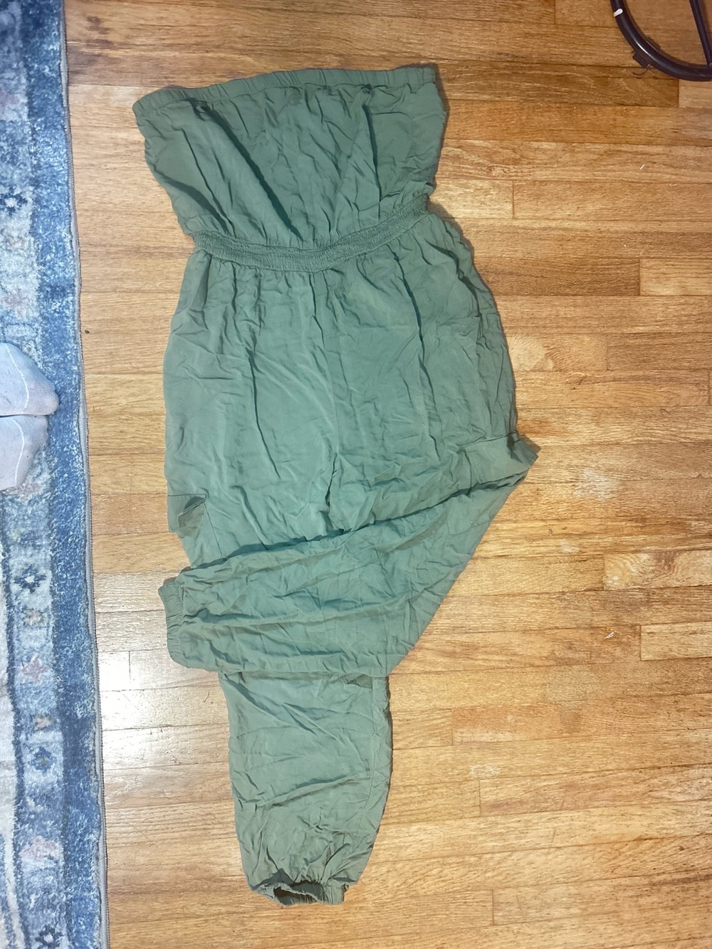 Strapless Olive Green Jumpsuit XL
